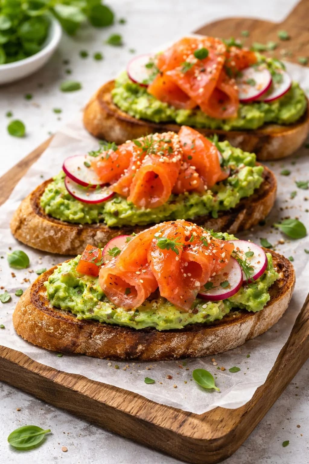 Bruschetta with salmon and avocado