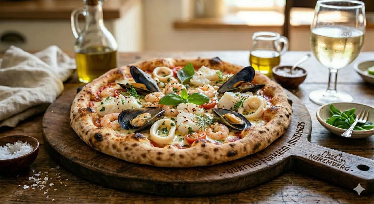 Pizza with seafood